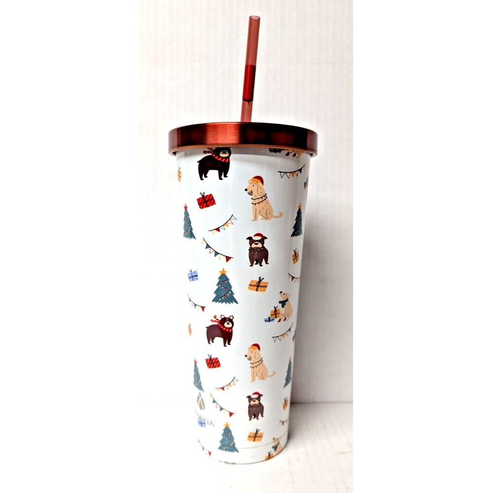 Manna Chilly Tumbler Christmas Dogs 24oz Double Wall Insulated Stainless Steel